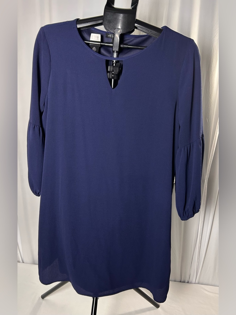 As U Wish Navy Long Sleeve Shift Dress with Keyhole